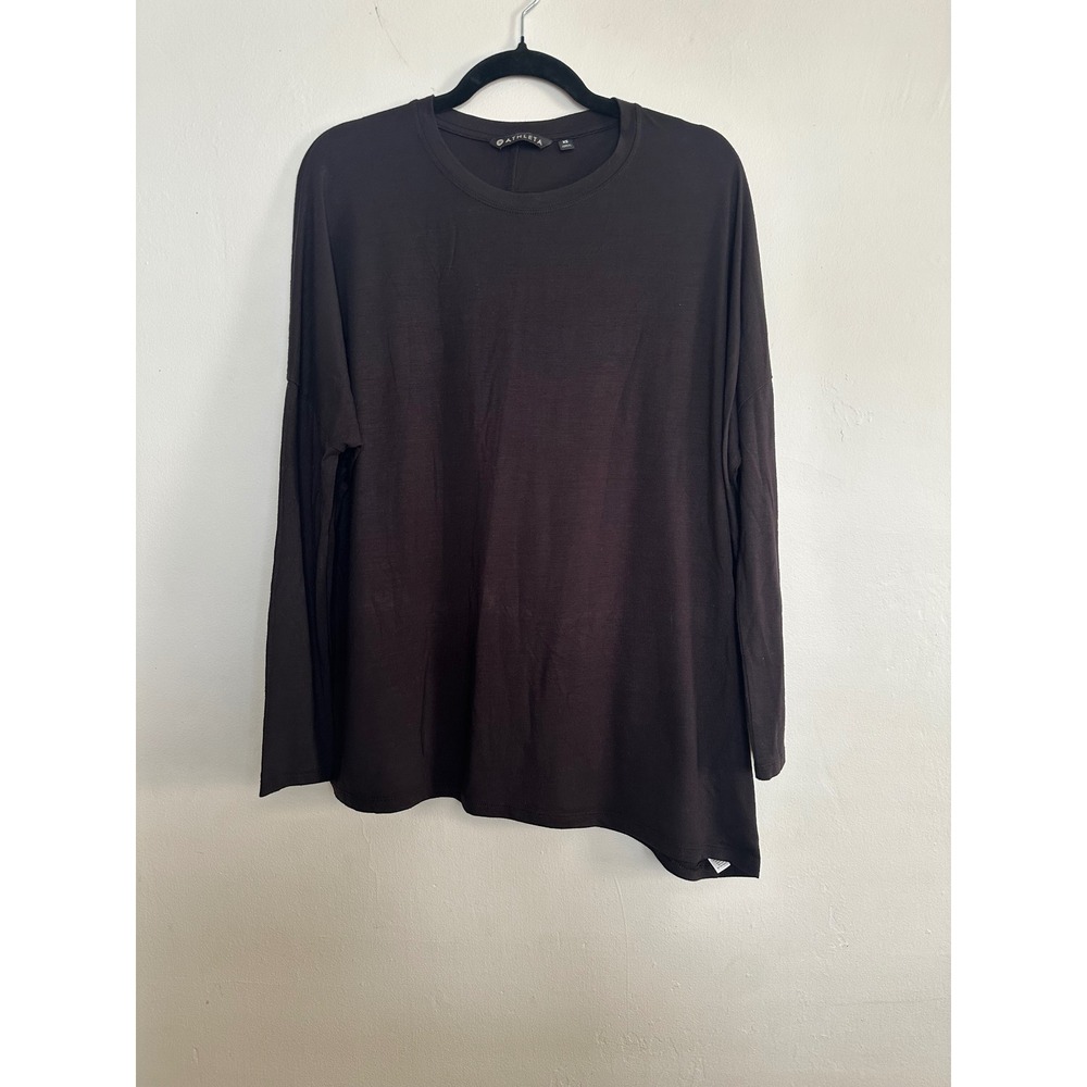 Athleta Womens XS Long Sleeve Asymmetrical Hem Oversized Top Black